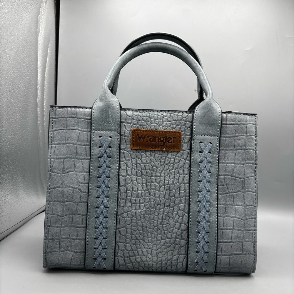 Wrangler Light Gray Croc-Embossed Tote